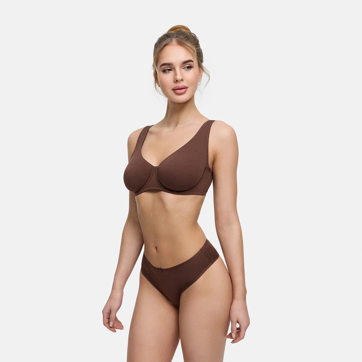 cfab - Katoenen Braziliaanse slip - Bruin, maat S
