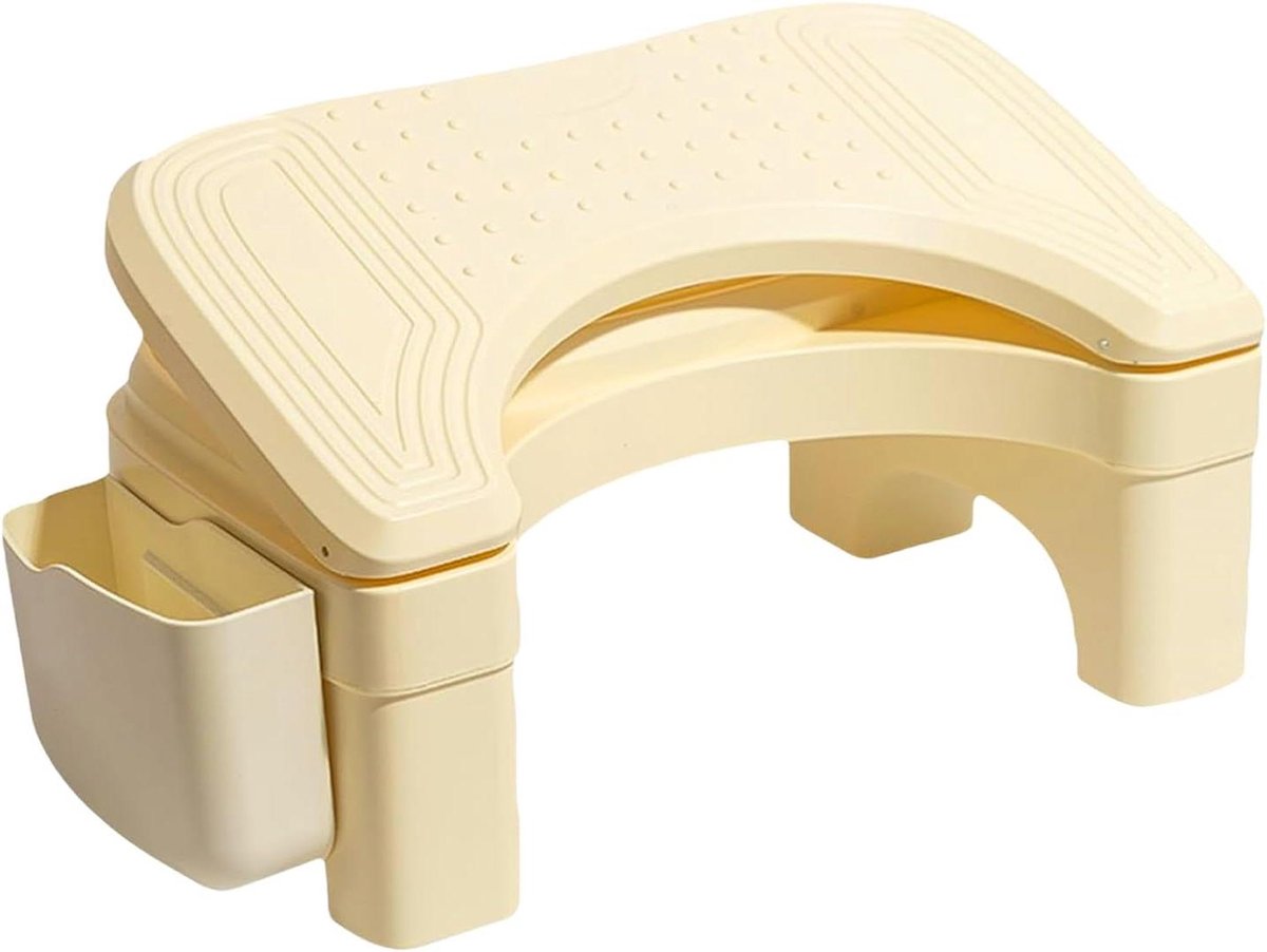 Toiletkruk - Kruk voor toilet - Verbeterde stoelgang - In hoogte verstelbaar - 17x24x17 cm - Beige