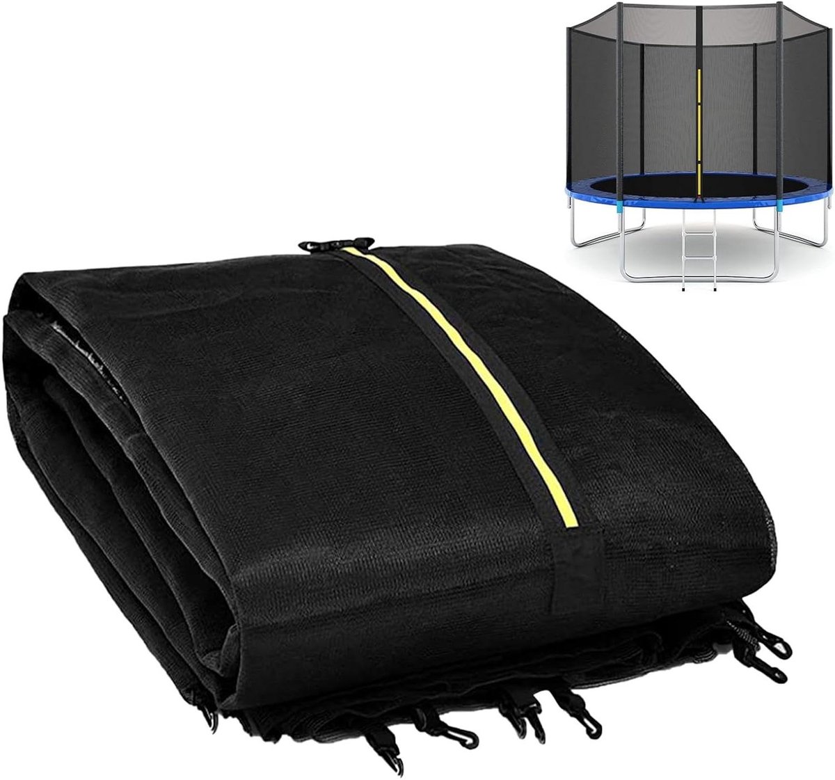 Trampoline Veiligheidsnet - Vangnet Behuizing - Veilig Buiten Spelen - Dubbele Ritssluiting - 6ft 8ft 10ft - Zwart