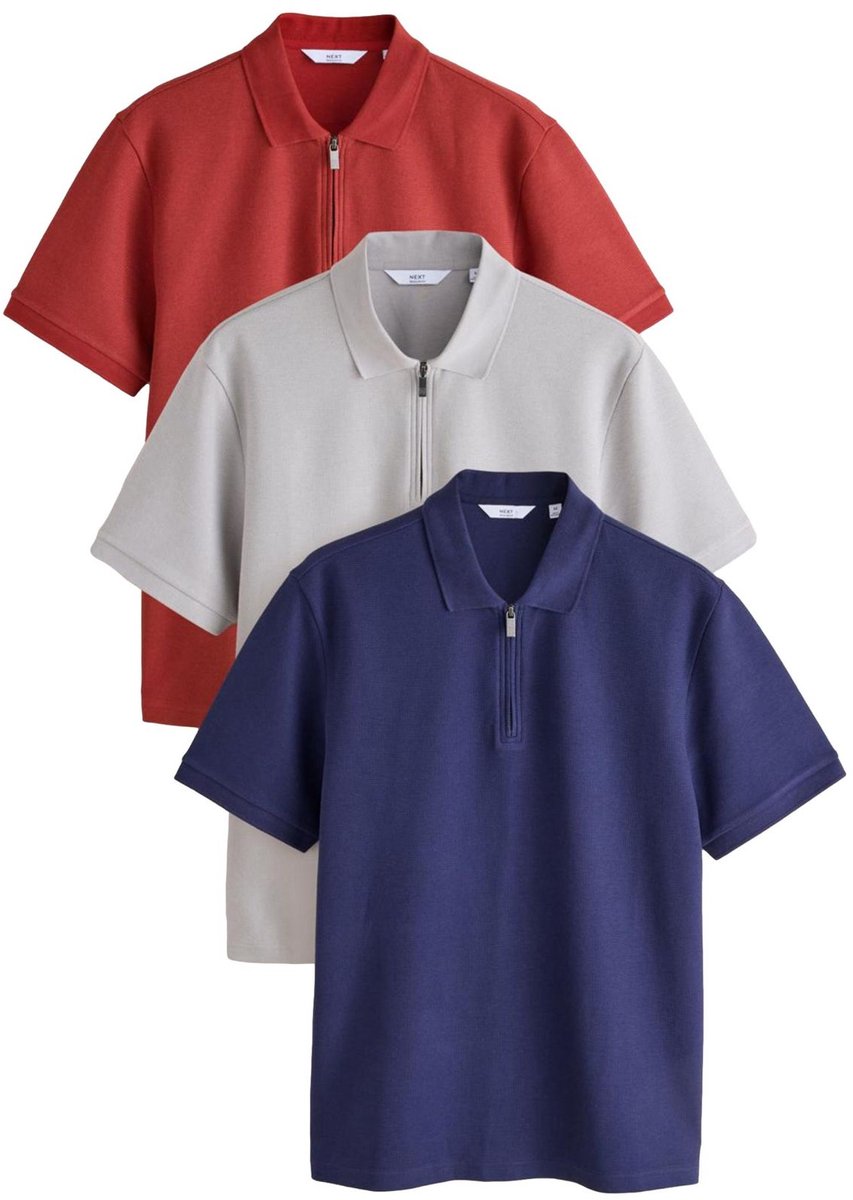 Next - Heren - Nette polo met structuur en standaard pasvorm - Blauw