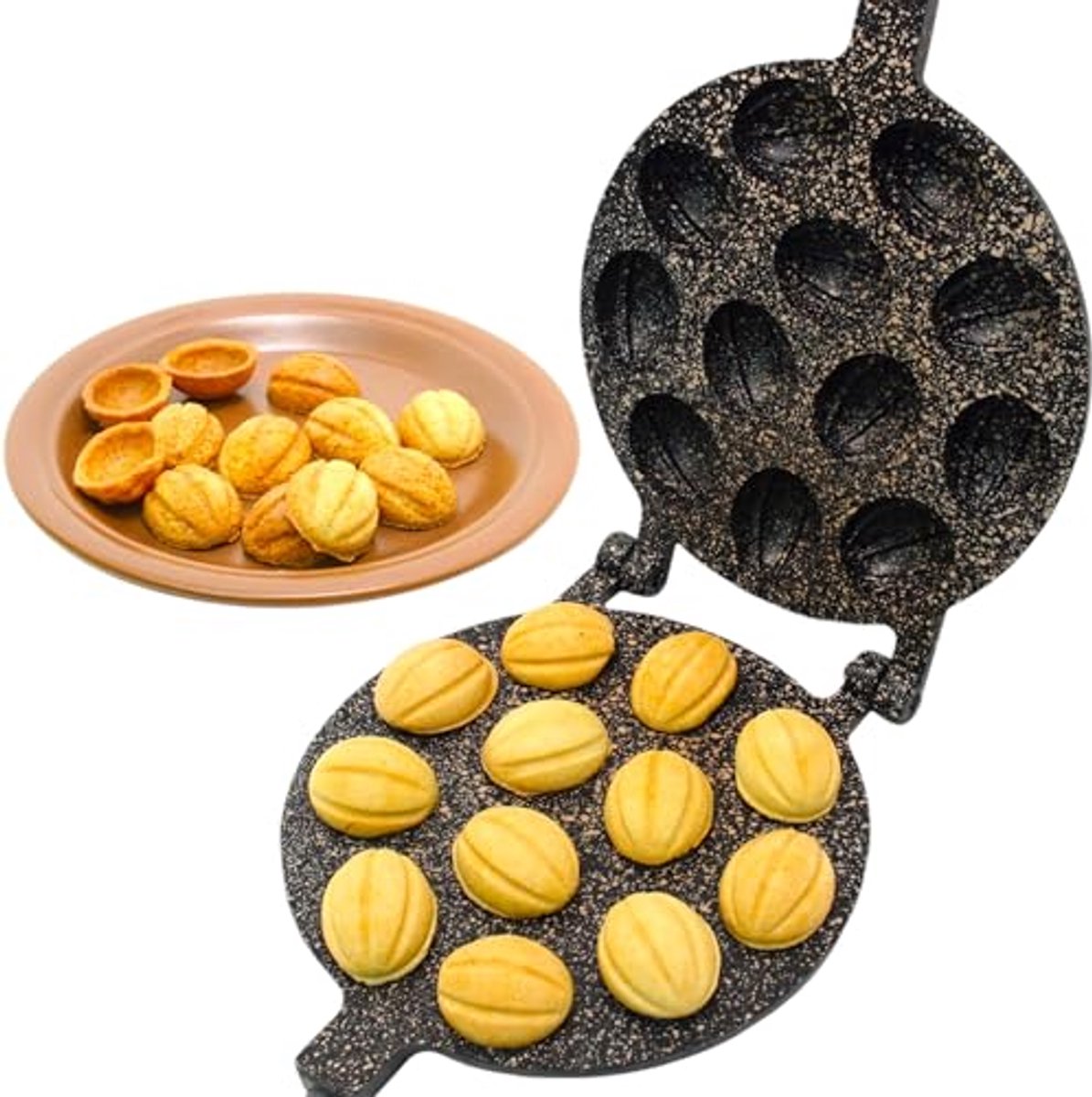 Koekjesvorm Walnoot - Noten Vorm - Zelf Koekjes Maken - 12 Helften - 3937 x 1524 cm - Grijs