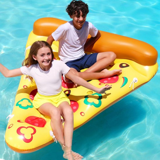 Opblaasbare Pizza - Zwembad Vlot - Zomerse Ontspanning - Met Bekerhouders - 180 cm - Geel — afbeelding 3