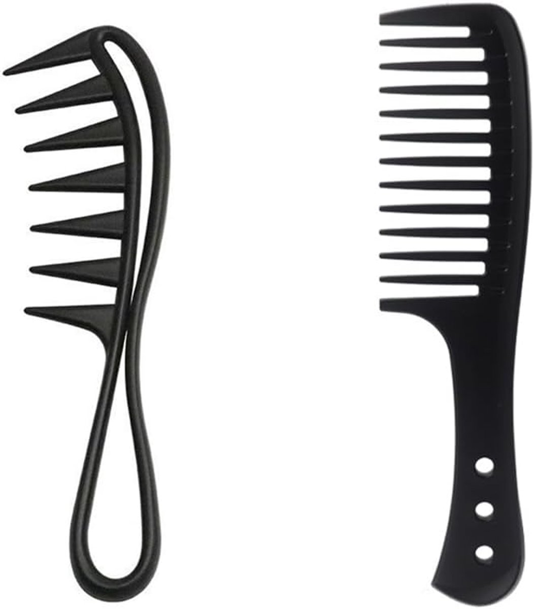 Grove Kam - Brede Tand - Haar Ontklitten - Beschermt Tegen Pluis - 20 cm - Zwart