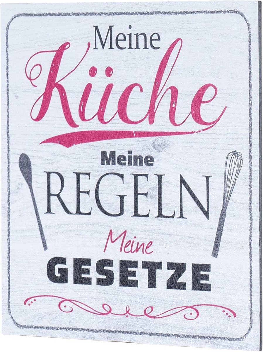 Keukenbord Decoratie - Wanddecoratie Hout - Keuken Opfleuren - Met Tekst - 20x20cm - Wit Grijs