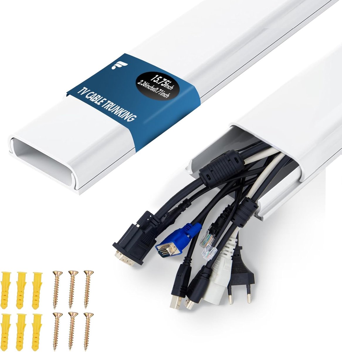 TV Kabelgoot - Kabelafdekking Wand - Kabels Wegwerken - Zelfklevend Brandvertragend - 40 cm - Wit