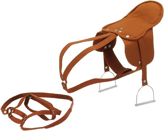 Pluche Paard Accessoires - Zadel en hoofdstel - Spelen met speelgoed - Met metalen stijgbeugel Pluche Paard Accessoires - Zadel en hoofdstel - Spelen met speelgoed - Met metalen stijgbeugel