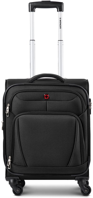 Wenger Beaumont 4 roues Chariot de cabine S 54 cm avec pli d'extension - Bagage souple - Cadenas à combinaison - noir