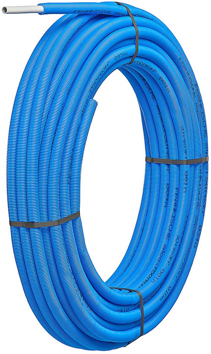 Fränkische Meerlagenver. alpex F50 PROFI 16x2 - 24/19 blauw - 50m wit in beschermbuis, 83616201