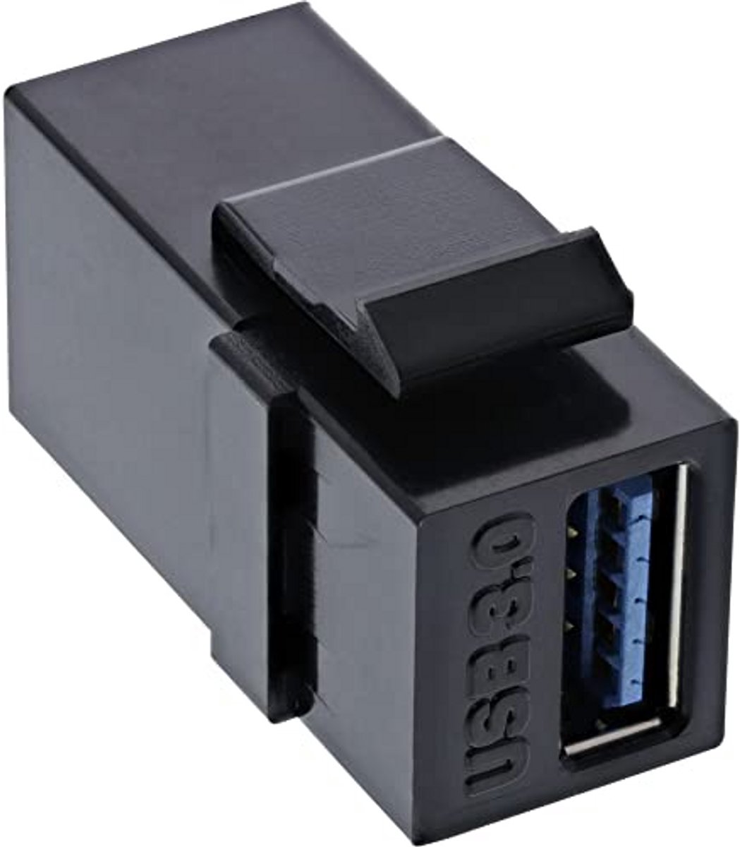 USB Keystone Inbouw - Adapter Koppeling - Netwerk Uitbreiding - Snelle Data Transfer - 3.6 cm - Zwart