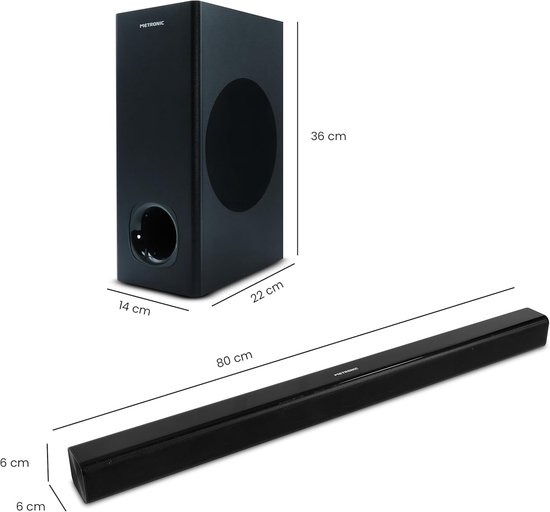 Draadloze Soundbar - Home Cinema - Films en Muziek - Met Subwoofer - 180 Watt - Zwart — afbeelding 4