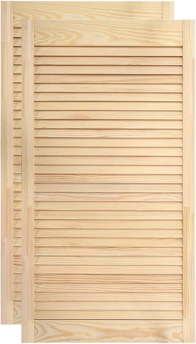 Lamellendeur kastdeur - Houten meubeldeur - Luchtcirculatie verbeteren - Massief grenenhout - 2 stuks 99x39 cm - Bruin