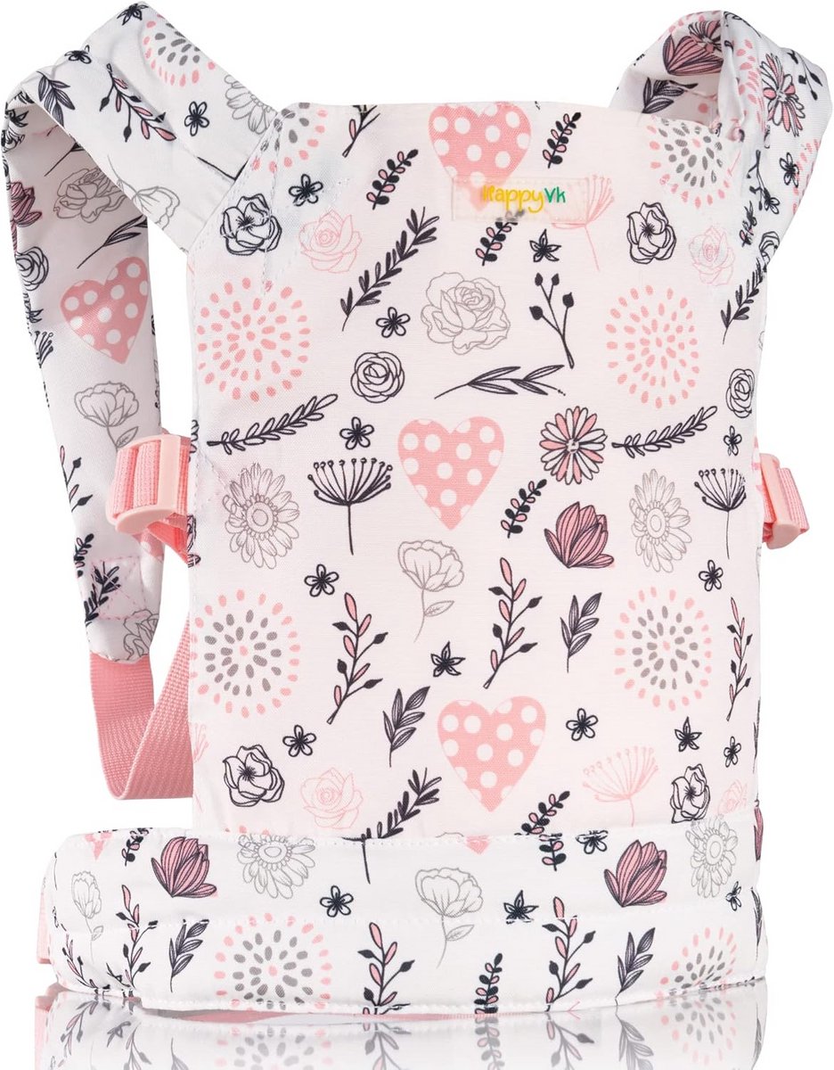 Poppendrager voor kinderen - Poppenzak - Rollenspel stimuleren - Verstelbare banden - 235 x 32 cm - Met bloemen