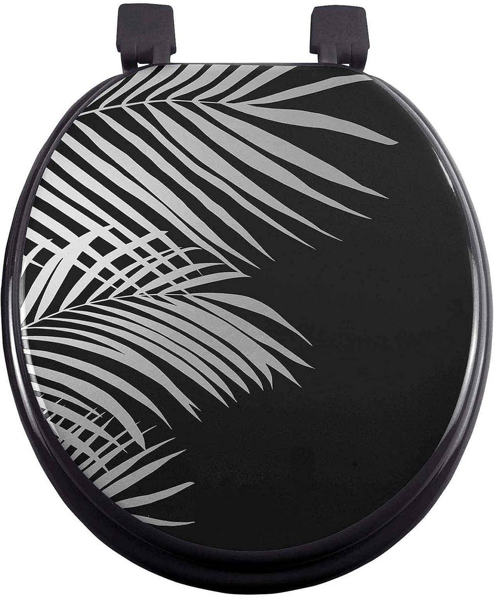 Toiletbril - WC Deksel - Badkamer Decoratie - MDF Print - 47 x 37 cm - Zwart/Zilver