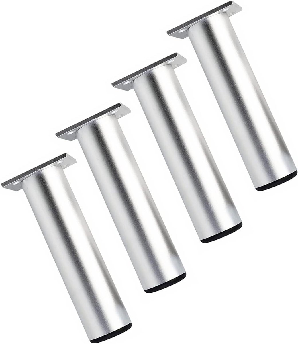 Meubelpoten Set - Bankpoten Tafelpoten - Meubels Verhoging - ABS Rubberen Voet - 180mm Hoog - Zilver