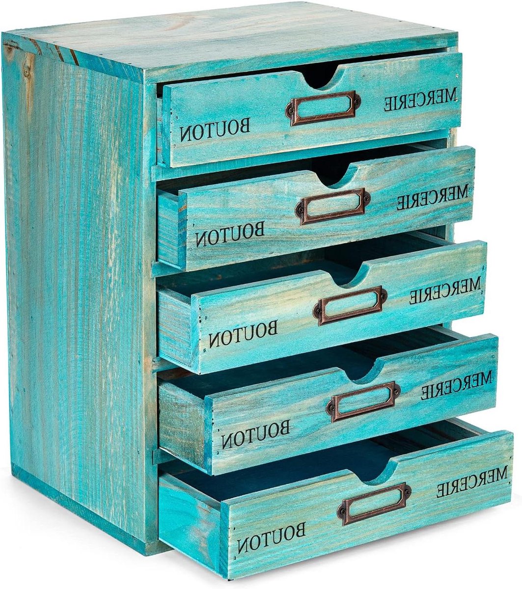 Lade-eenheid - Bureau organizer - Bureau opruimen - Stapelbaar ontwerp - 30.5 cm hoog - Turkoois