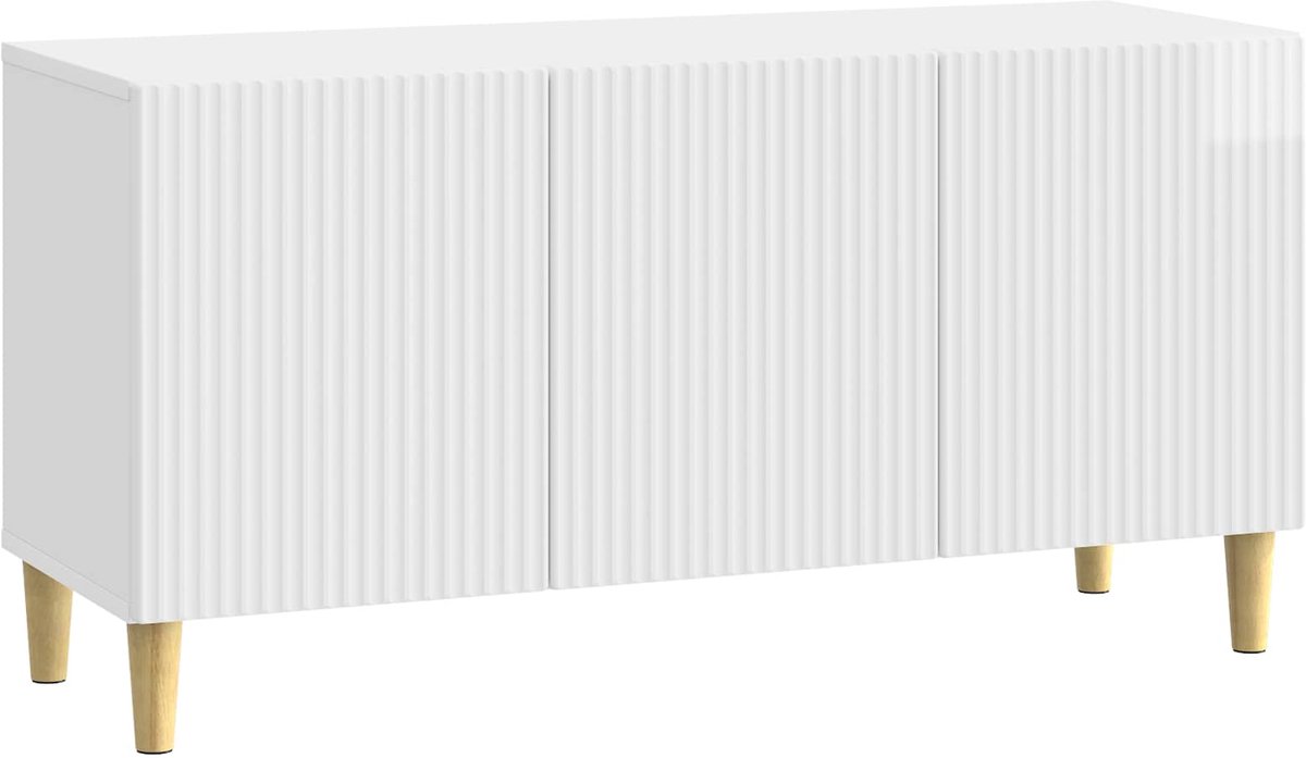vidaXL - TV - Kast - Hoogglans - Wit - 99 - x - 34,5 - x - 50 - cm - Bewerkt - hout