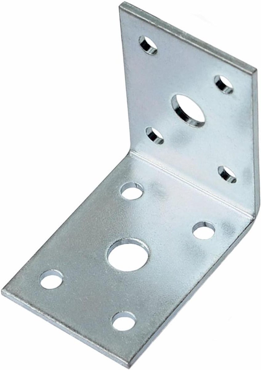 Hoekverbindingen - Gatenplaathoek - Meubels Verstevigen - Zilver Verzinkt Staal - 100 Stuks - Zilver