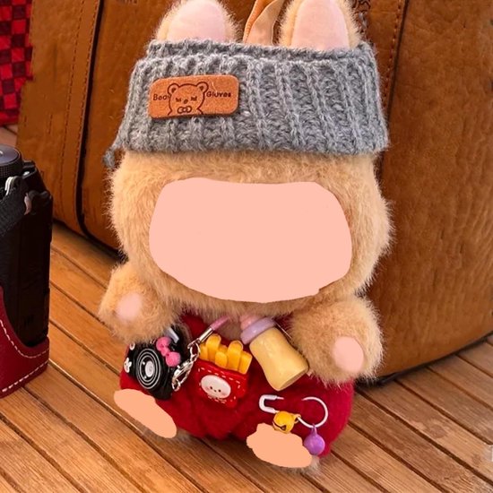 Poppenkleding Set - Poppenoutfit 3-delig - Poppen Aankleden - Met Hoedje Camera - 17cm Poppen - Rood — afbeelding 2