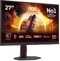AOC 27-inch gaming monitor, zwart met rode accenten op de standaard. HDR400, 1ms GTG, 160Hz/320Hz, IPS, G-Sync, HDMI 2.1.