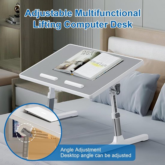 Vouwbare Computer Tafel - Draagbare Vouwtafel - Bedtafel in Hoogte en Hoek - Leesstandaard in Bed - Kleine Tafel voor Bank - Vloer - Werk - Studie - Lezen - Schrijven — afbeelding 5