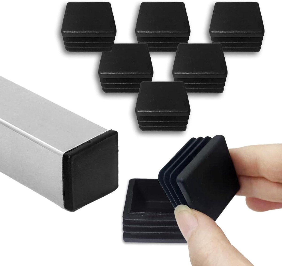 Vierkante Stekkers - Buisdoppen - Meubels Beschermen - Slijtvast PE Materiaal - 30x30mm 32 Stuks - Zwart