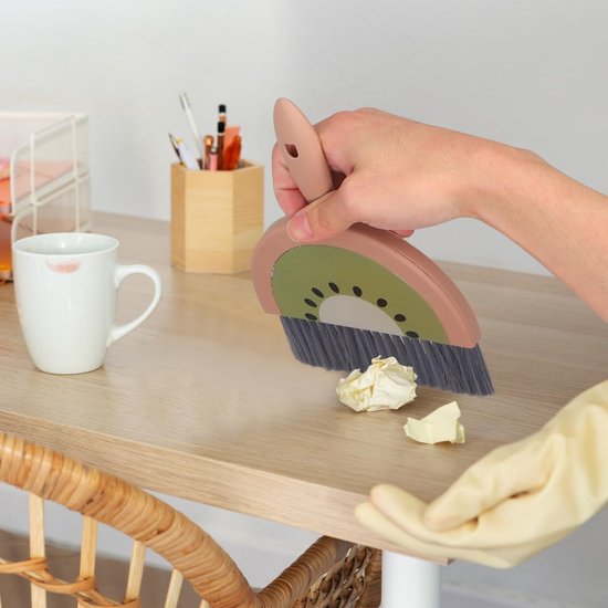 Mini bezem set met knop, efficiënt schoonmaken van het bureaublad, compacte handborstel voor thuis- en kantoorgebruik van Merkloos	 — afbeelding 3