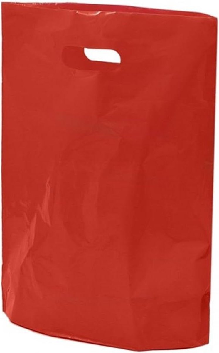 Draagzakken - Gekleurde tassen - Boodschappen dragen - Versterkte handgrepen - 100 stuks - Rood