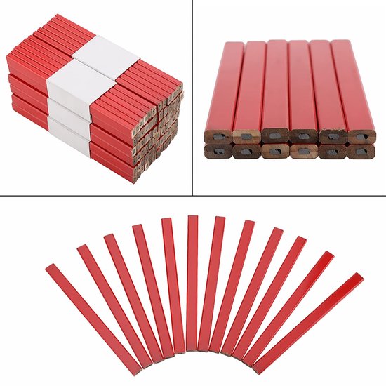 Store_7 - Timmermanspotloden - Bouwpotloden - Zwart Hard Lood - 72 Stuks - Houtbewerking - Rood - Geschikt voor Tekenen — afbeelding 2