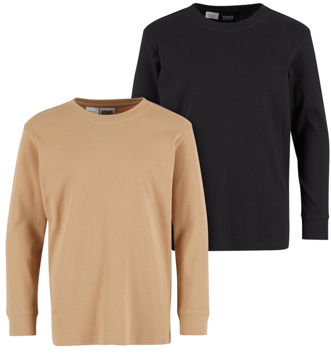 Urban Classics Organic Boxy Rib 2Pack Kinder Longsleeve shirt Kids 122/128 Beige