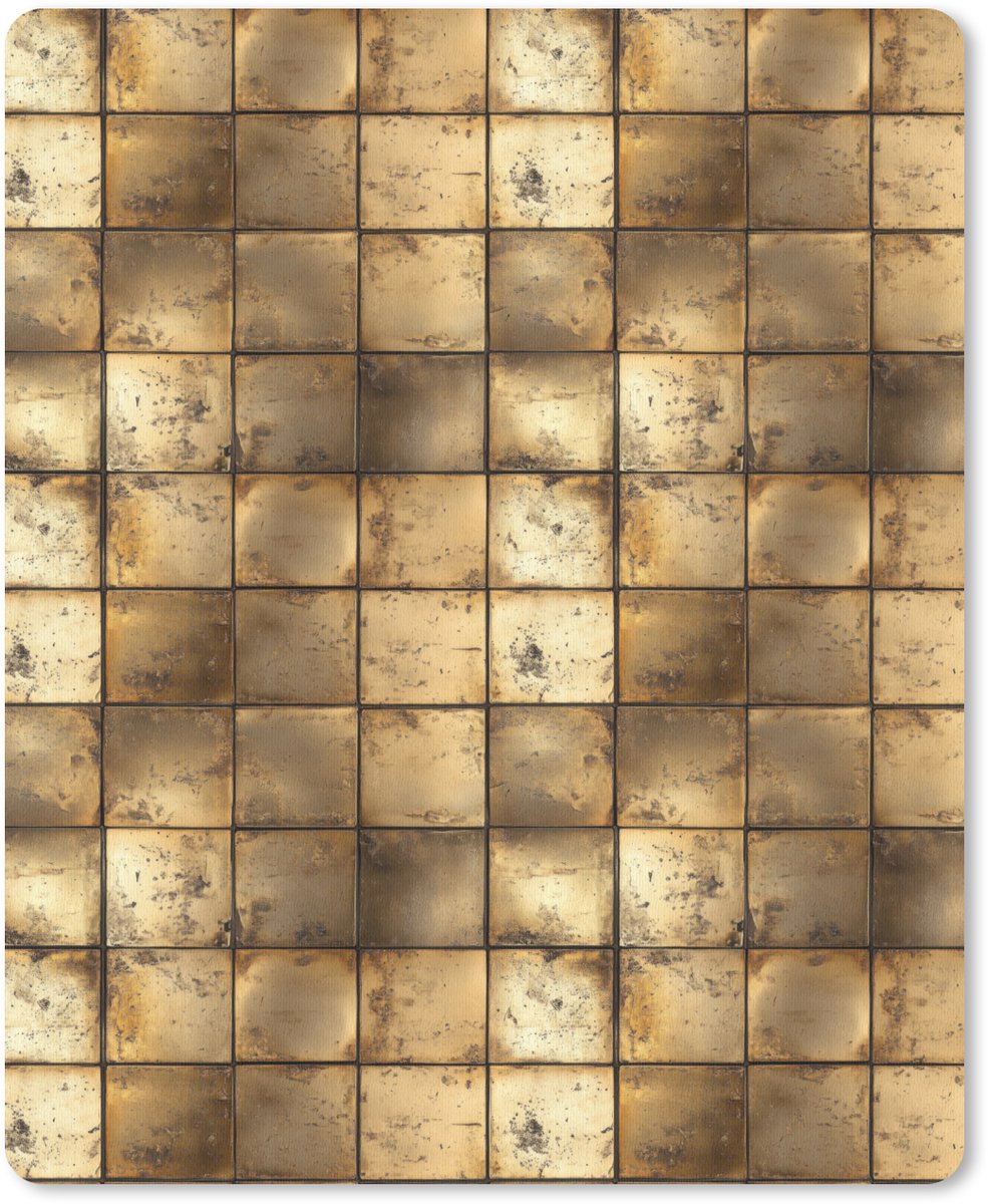 Muismat 12x16 cm - Mousepad Geometrisch - Tegels - Goud - Muismatten