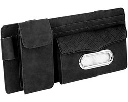 Auto Zonneklep Organizer - Opbergclip Vizier - Auto Interieur Opbergen - Multi-Compartiment Ontwerp - 32 x 15.5 cm - Zwart