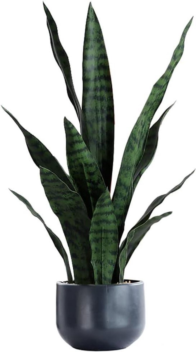 Kunstplant Sansevieria - Slangenplant Nep Agave - Decoratie Huis Kantoor - Geen Onderhoud Nodig - 22 inch - Groen
