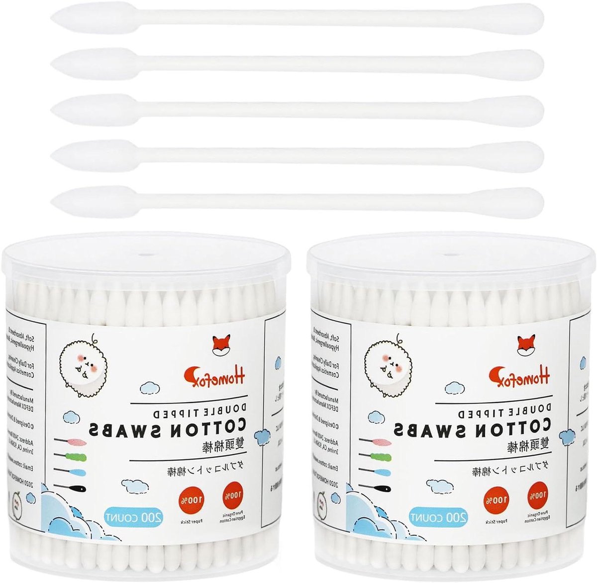 Wattenstaafjes Precisie Puntig - Puntige Q-tips - Cosmetische Reiniging - Dubbelzijdig Dubbel Tip - 400 stuks - Wit