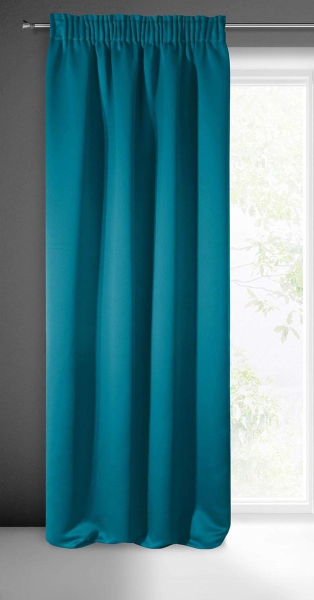 Verduisterend Gordijn - Plooiband Gordijn - Moderne Woonkamer - Hoogwaardig Satijn - 135x270 cm - Zeegroen