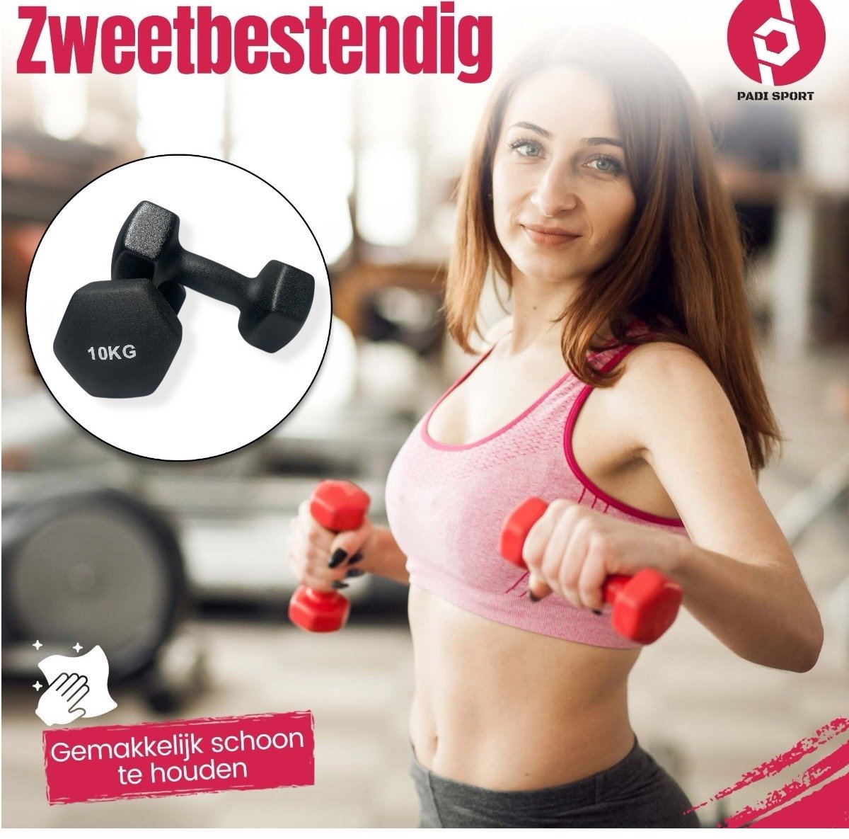 Padisport - Dumbells 10 Kg - Halter - Gewichten Set Halters - Gewichten 10 Kg - Zwarte - Gewichten – foto 3