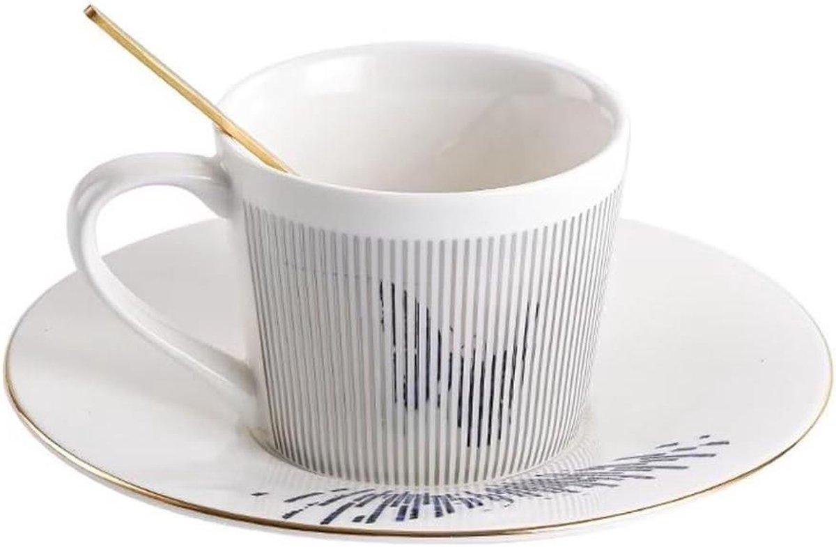 Anamorfe theekopjes - Kop en schotel - Thee drinken - Optisch effect - 240 ml - Zilver Botervol