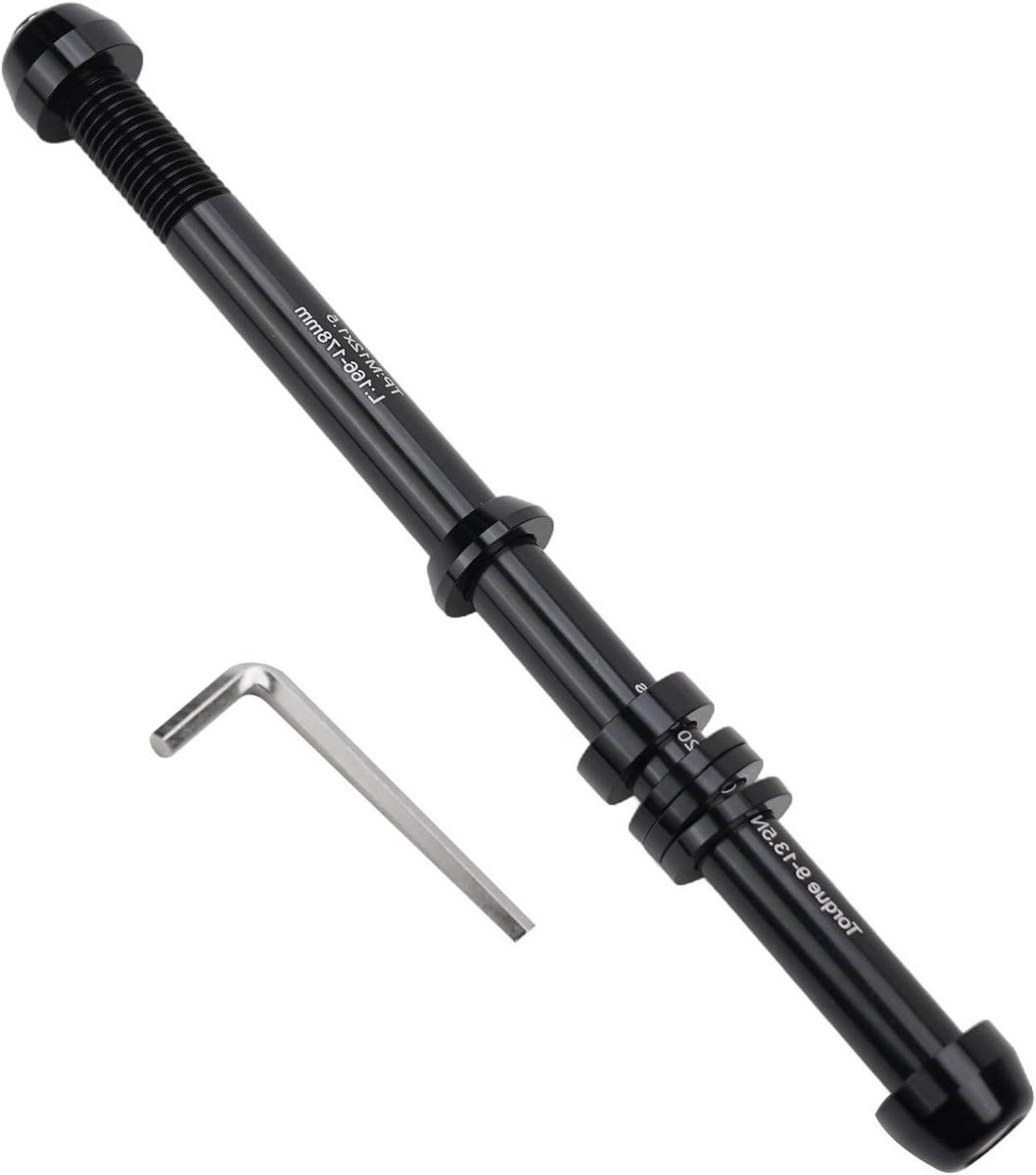 Fiets Trainer Steekas - Doorsteekas Fiets Trainer - Fietsen Binnen - CNC Precisiebewerking Aluminium - 12mm P1.5 - Zwart