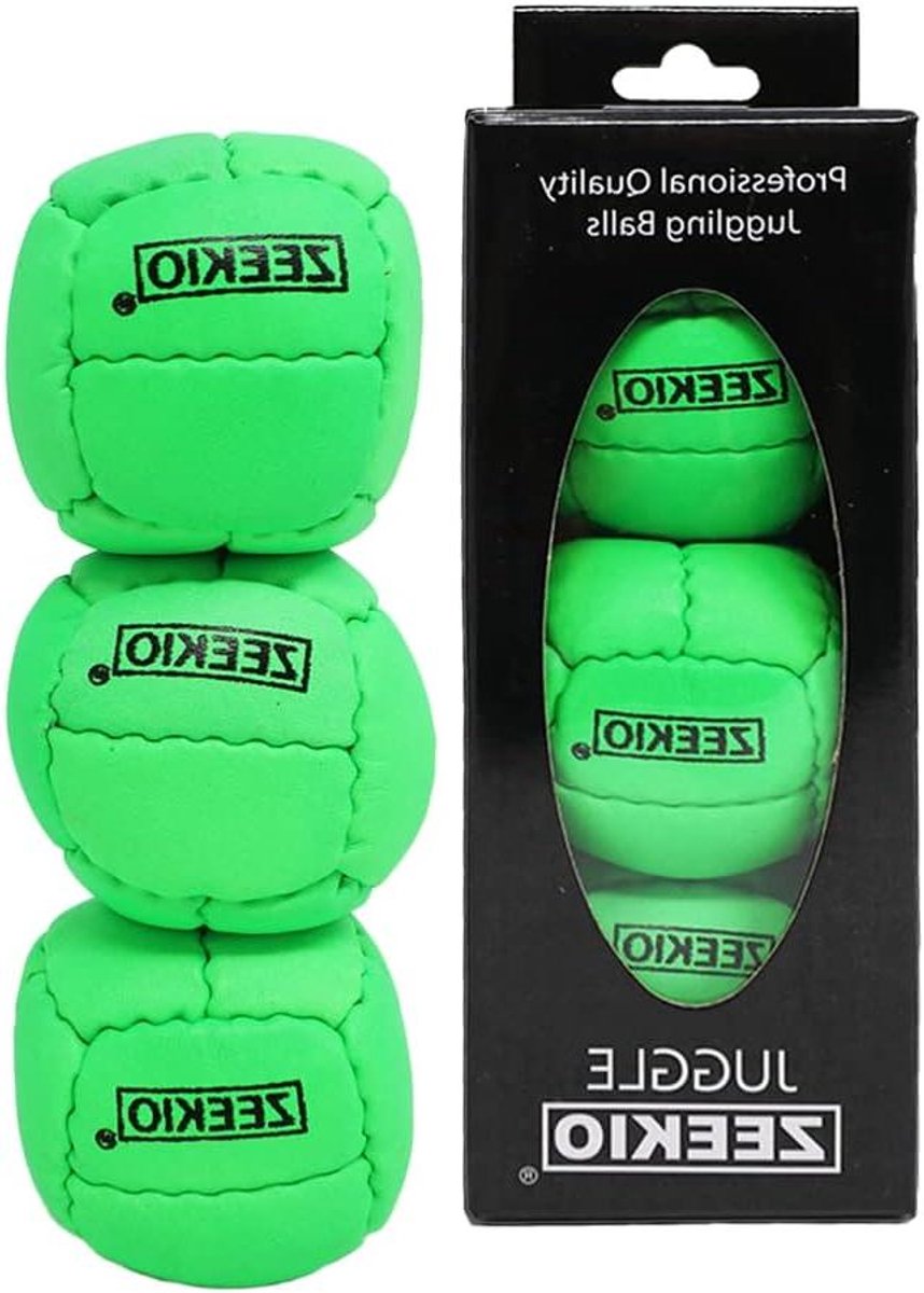 Jongleerballen - Oefenballen Set - Hand-oogcoördinatie Verbeteren - Niet-stuiterende Gierstvulling - 67 Millimeter Diameter - Neon Groen
