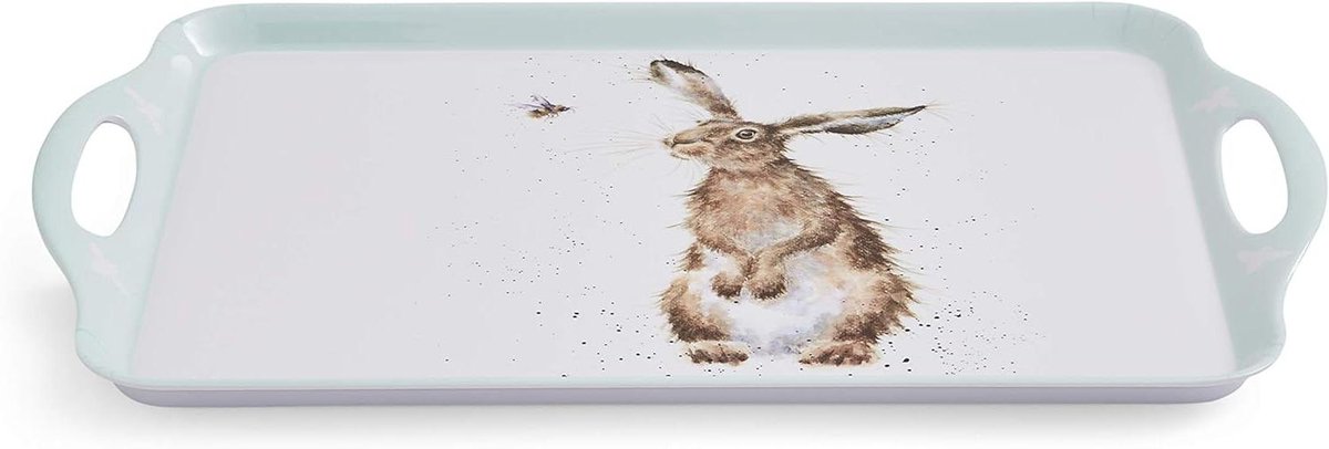 Dienblad Melamine - Serveerschaal Tray - Dragen van hapjes - Met handgrepen - 48x29.5cm - Wit