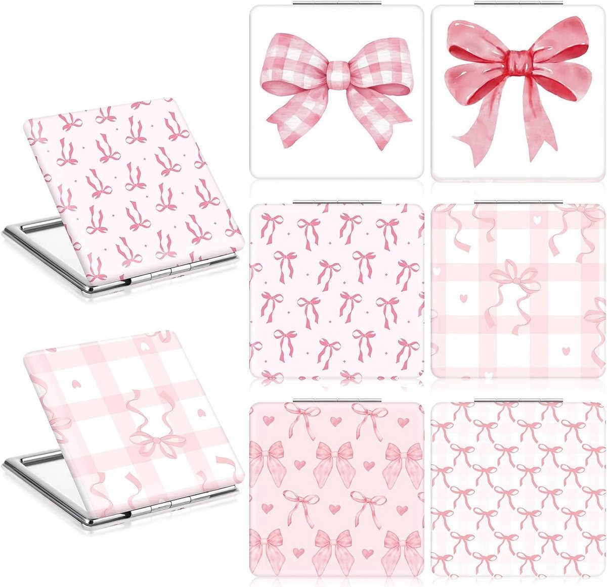 Compacte Make-up Spiegels - Zakspiegels Reisspiegels - Make-up Aanbrengen - Dubbelzijdig Vergroting - 7.2 cm - Roze