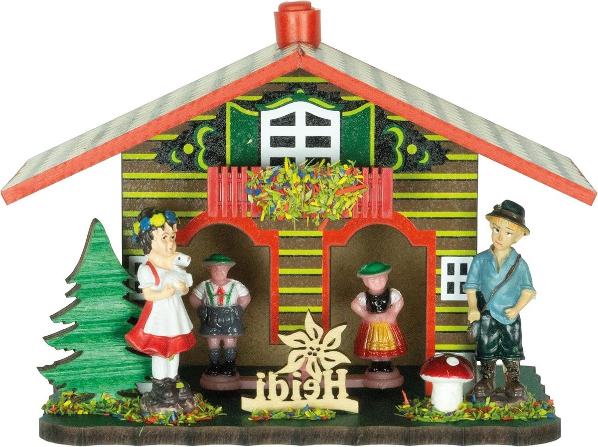 Weerhuis Hout - Weerstation Huisje - Weersvoorspelling Thuis - Darmtouw Vochtindicator - 12 x 9 x 6 cm - Kleurrijk