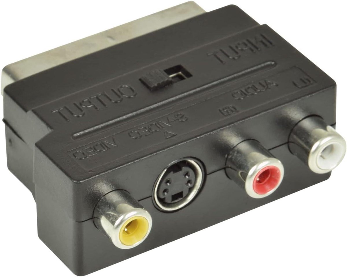 Scart naar RCA Adapter - Scart Converter - Apparatuur Aansluiten - Schakelbare Input Output - 57 x 22 x 51mm
