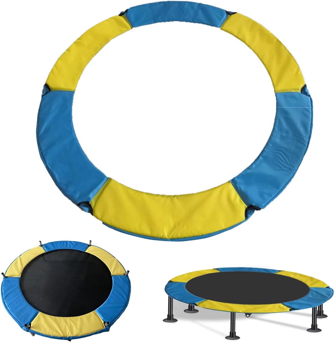 Trampoline Afdekking - Veerafdekking Omloopbescherming - Veilig Spelen - Met Veilige Riem - 120 cm - Blauw Geel