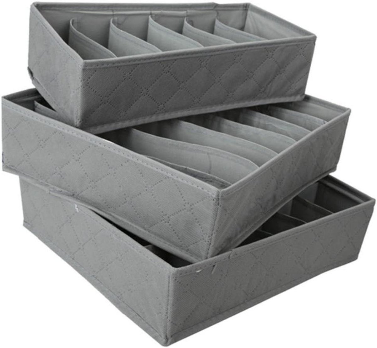 Lade Organisatoren - Opbergdozen Set - Kleding Sorteren - Inklapbaar Ontwerp - 3 Stuks - Grijs