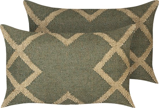 Beliani GOPI - Lot de 2 Sierkussen - Vert - Jute