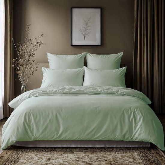 Dekbedovertrek Katoen - Dekbedhoes - Comfortabel Slapen - 100% Ademend Katoen - 200x220 cm - Eucalyptusgroen