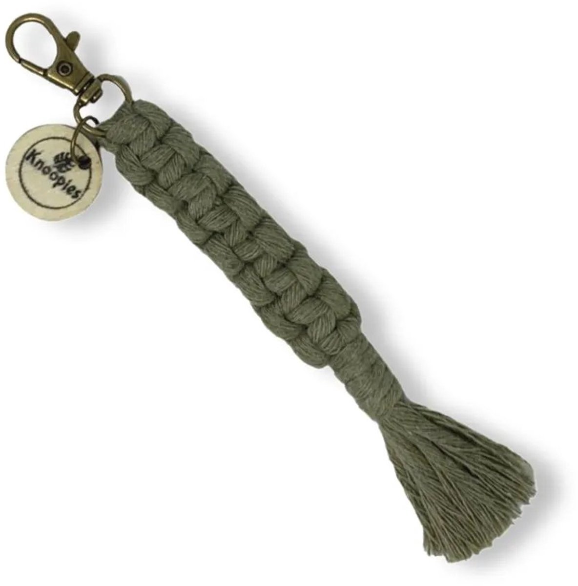Macramé Sleutelhanger - Square Knots - Olijfgroen - Katoenkoord - Prijs per Stuk - Inclusief Verzendkosten