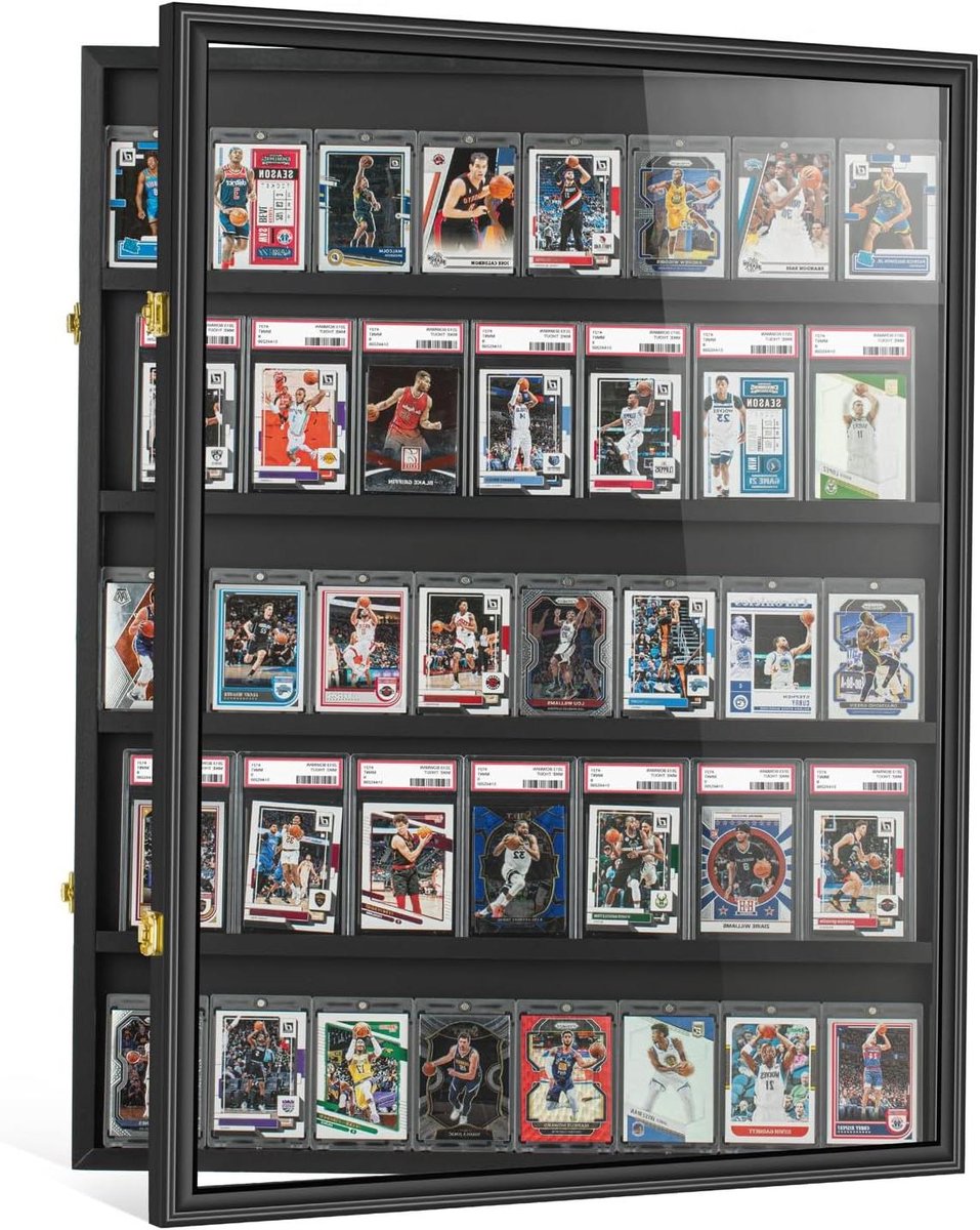 Sportkaart Vitrinekast - Kaarten Display - Kaarten Presenteren - Houten Wandmontage - 79 x 625 x 79 cm - Zwart