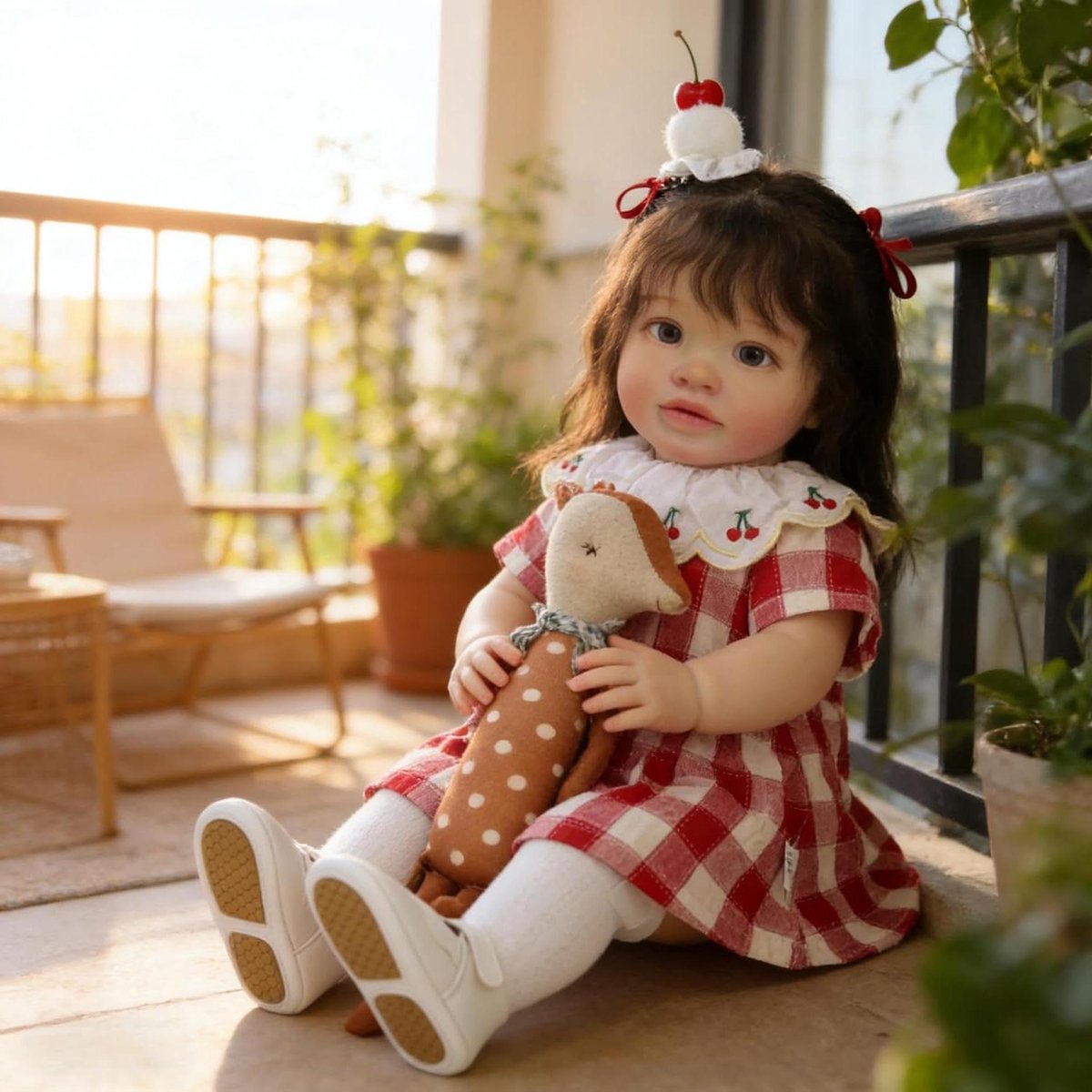 Realistische Reborn Pop - Levensgrote Baby Pop - Kinderspel en Troost - Zacht Doek Lichaam - 66 cm - Bruine Ogen