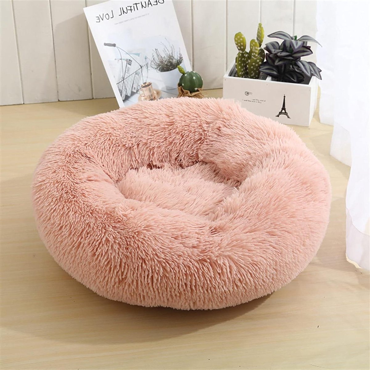 Hondenbed Rond - Huisdier Mand - Ontspannen Slapen - Zacht Pluche Materiaal - 40 cm - Koraalroze